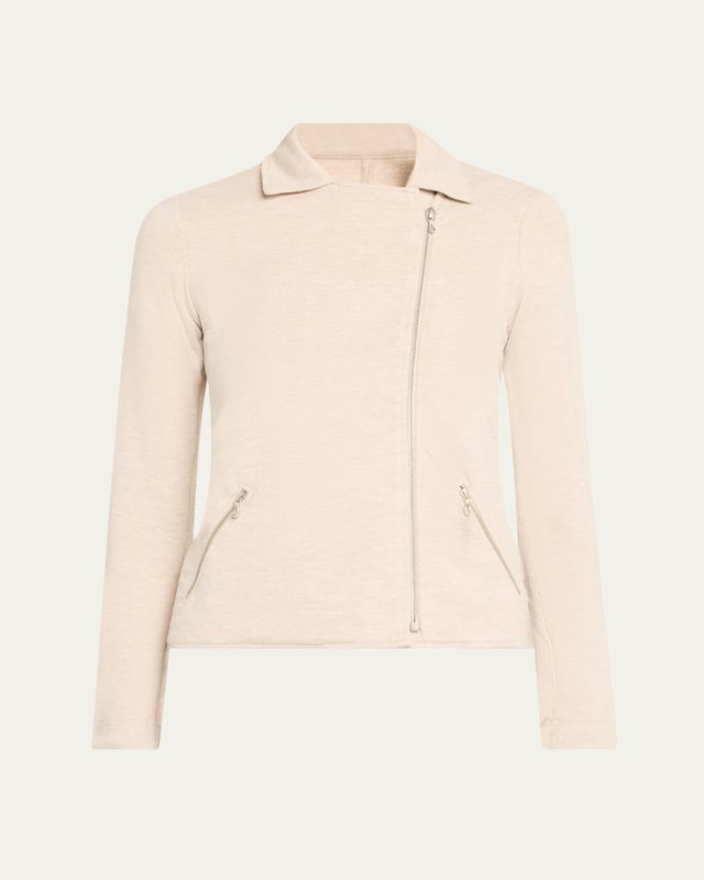 Zip-Front French Terry Moto Jacket
